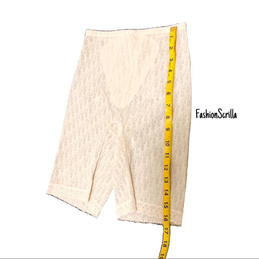 Vintage Christian Dior Sheer Monogram Beige Trotter Logo Girdle Biker Shorts - Picture 11 of 16